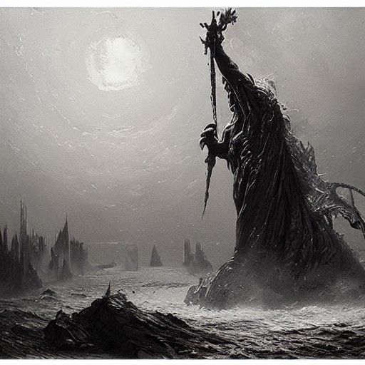 Horrific Giant Monster in Gothic Horror Style