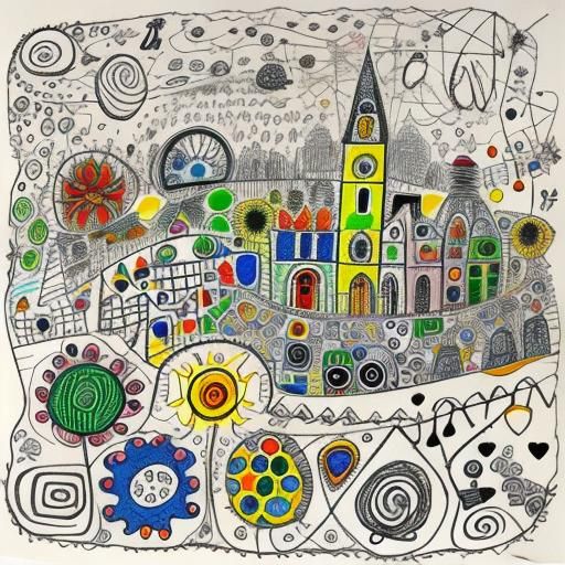 Doodle Map of Doodle World: Mixed Media Art