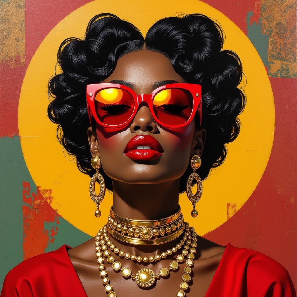 Afrofuturist Goddess with Red Sunglasses