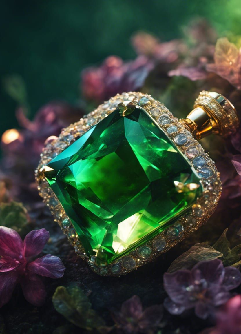 Sparkling Emerald Love Potion with Diamond Adornments