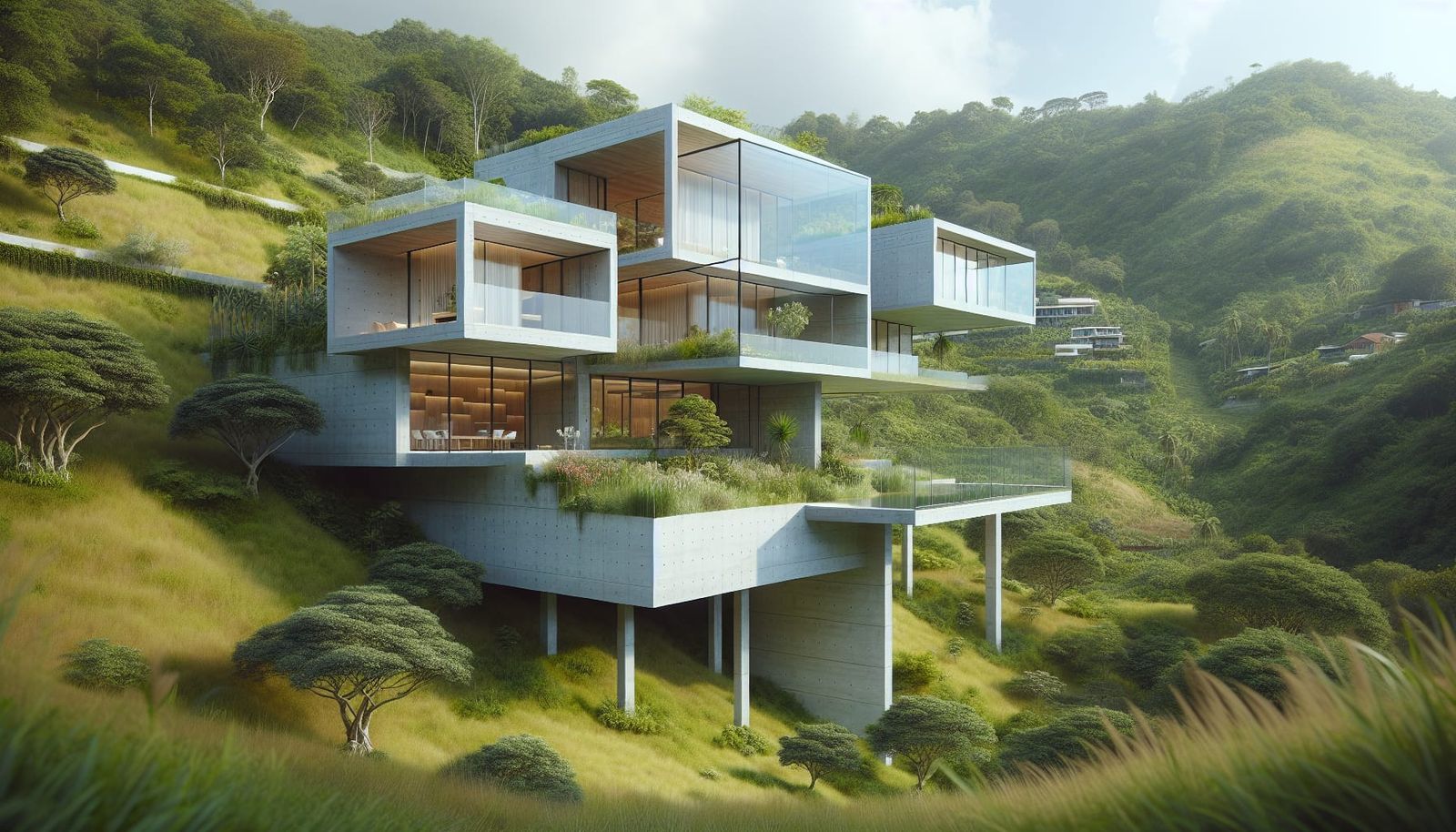 Contemporary Concrete House with Levitating Design Amidst Ve...