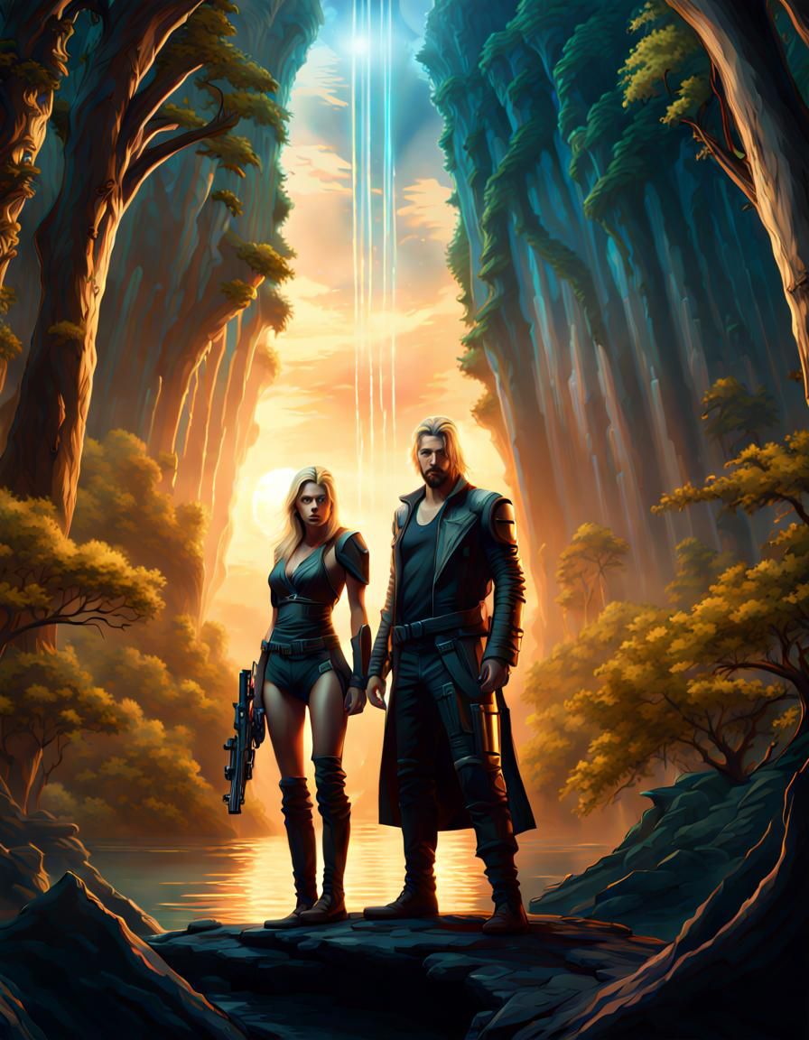 Bounty Hunters on Alien World: Dark Fantasy Concept Art