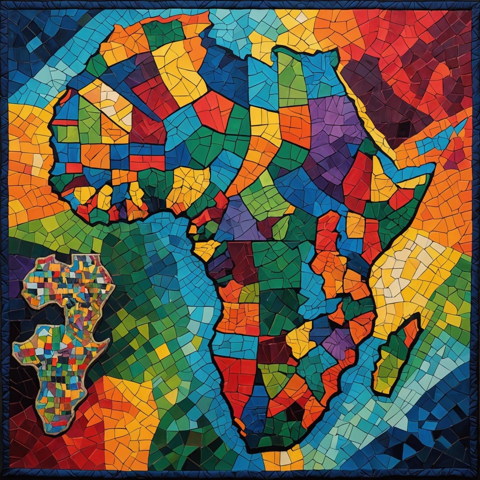 Colorful Impasto Quilt Map of Africa