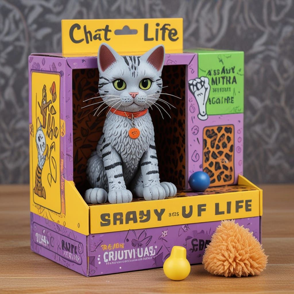 Classic Toy Box for a Sassy Tabby Cat in Vibrant Plastic Col...