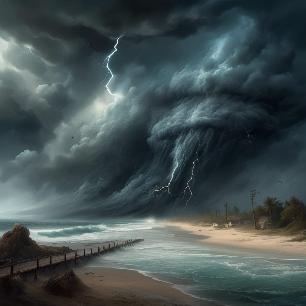 Wedge Tornado Illustration in Moody Watercolor Style