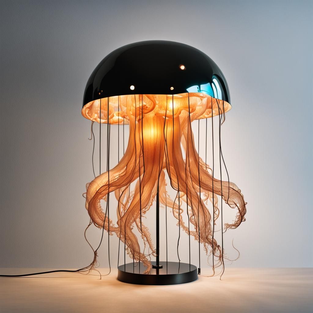 Bioluminescent Jellyfish Lamp: A Surreal AI Creation