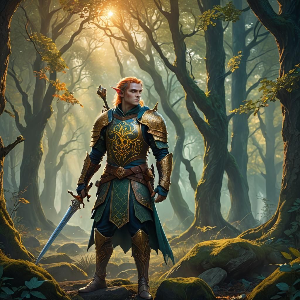 Battle Ready Elf in Mystical Forest