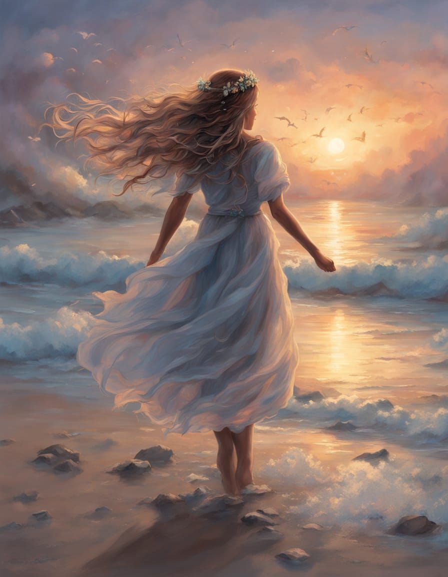 Generate a vivid and imaginative description of a fairy walk...