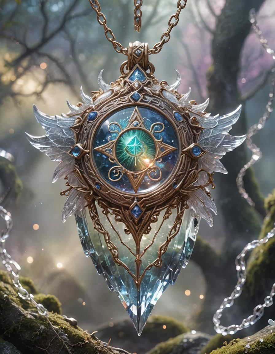 Glittering Draconic Amulet in Crystalline Shroud