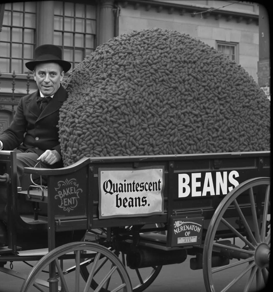 1890: The Quaintescent Bean Co. would deliver forty of these per day to the Quaintescent Bean orphanage.