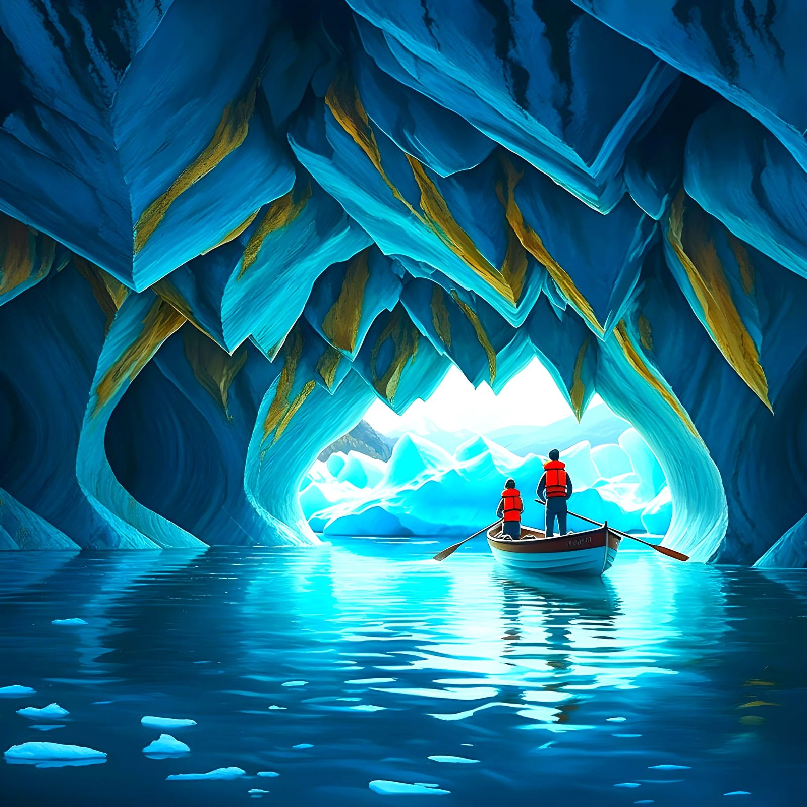Stunning Marble Caves of Patagonia in Vibrant Blues and Spar...