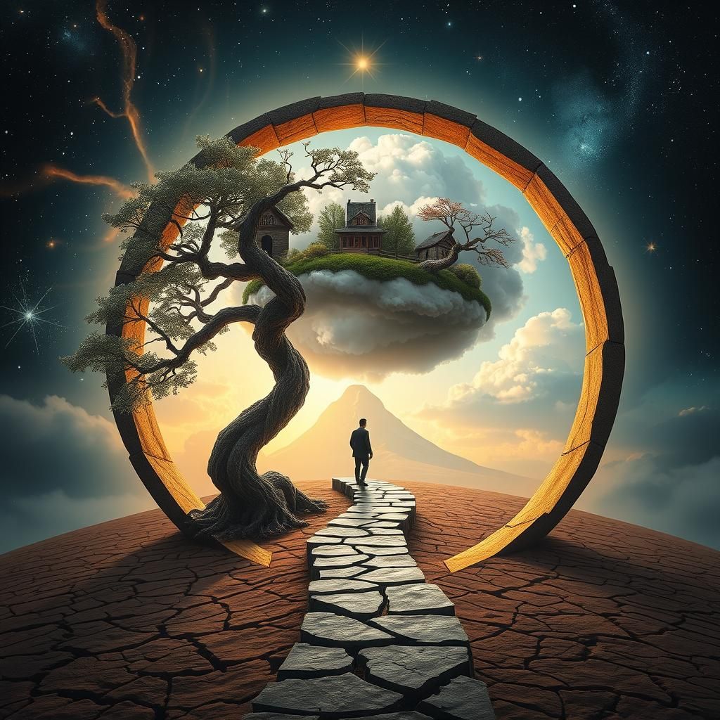 Surreal Stargate Scene with Fantasy Garden Dream Room