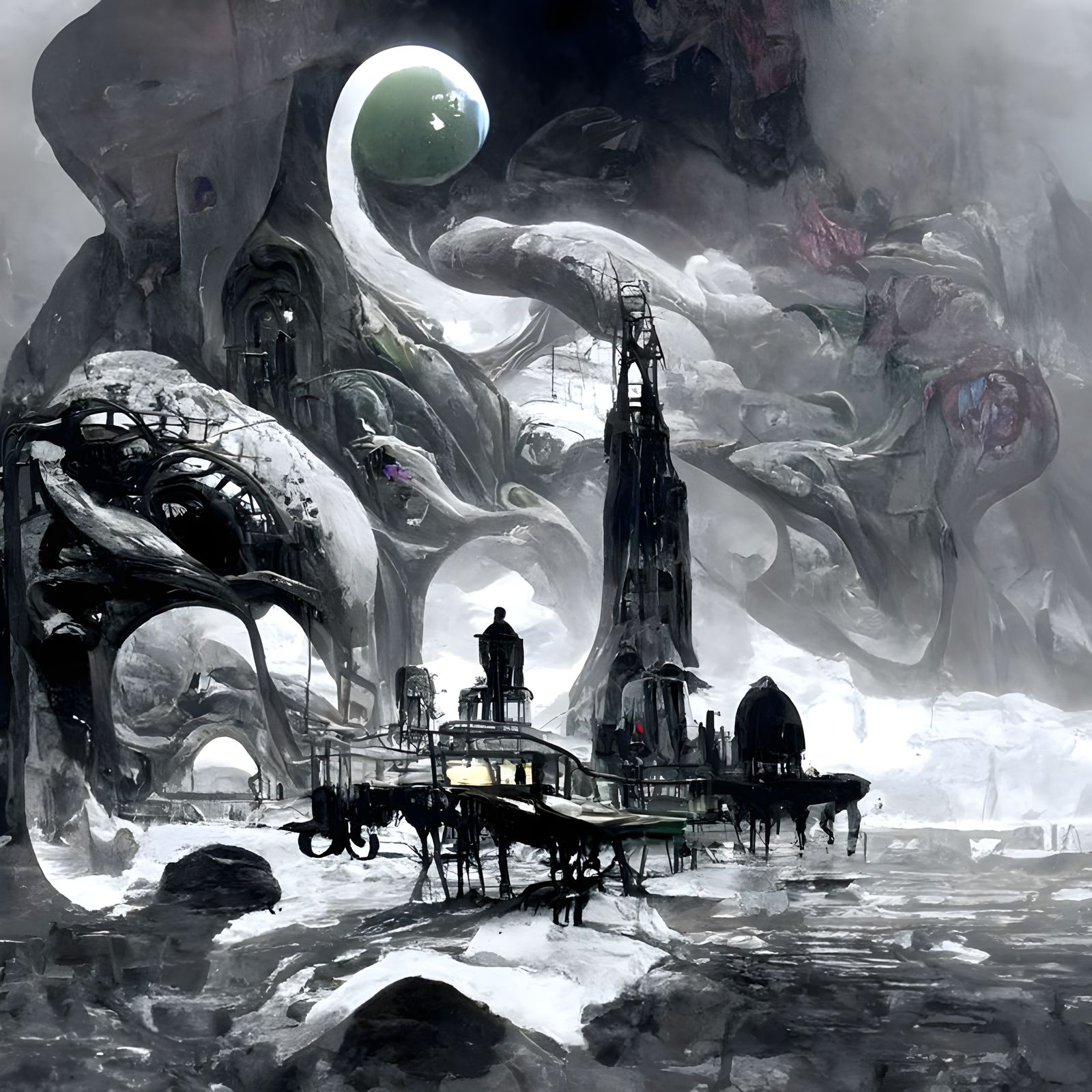 Eldritch Art Nouveau Landscape in Deep Space