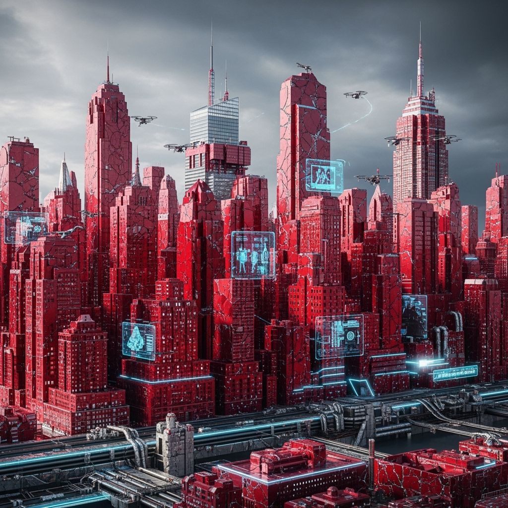 New York City Skyline Crafted from Pyrargyrite