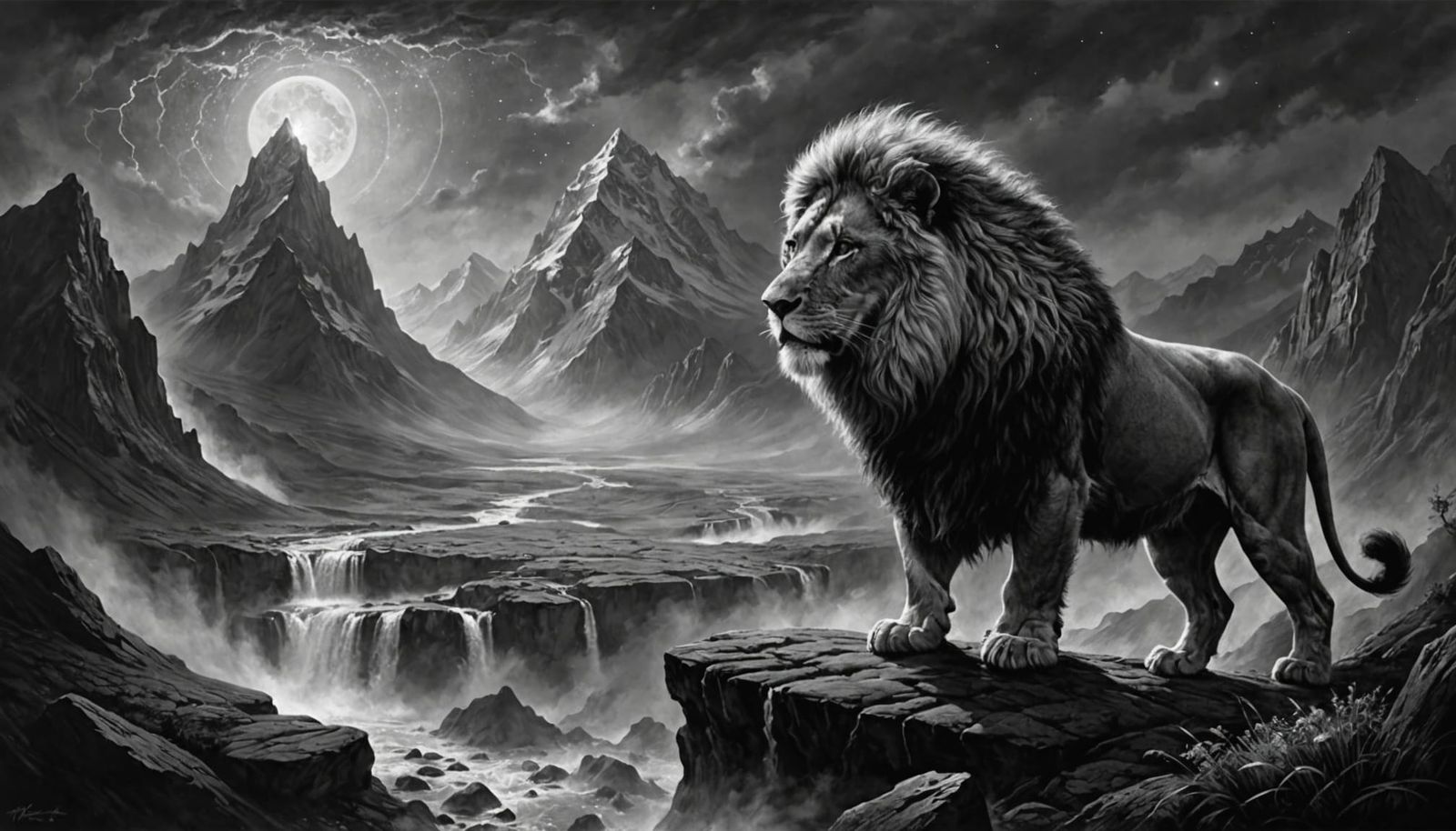 Majestic Lion King of Cosmic Mountains