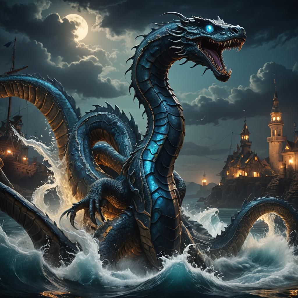 Deadly Sea Serpent with Glowing Eyes