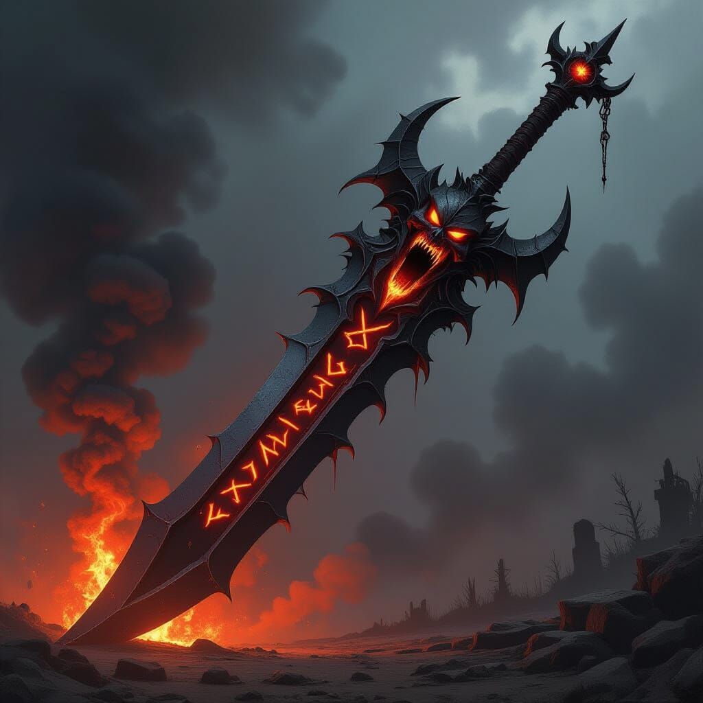 Infernal Greatsword Forged in Dark Gothic Style