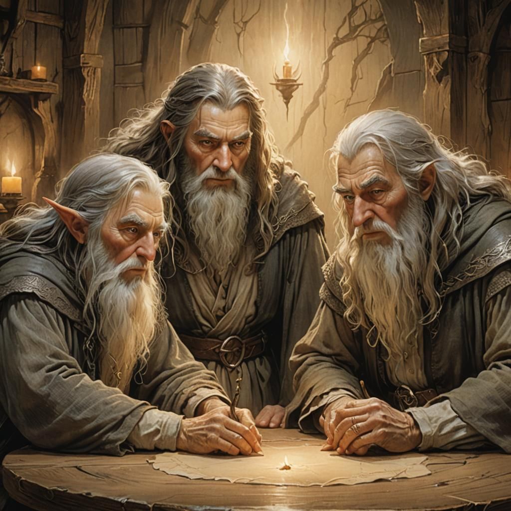 Fantasy Art: Wizard, King, and Apprentice Planning