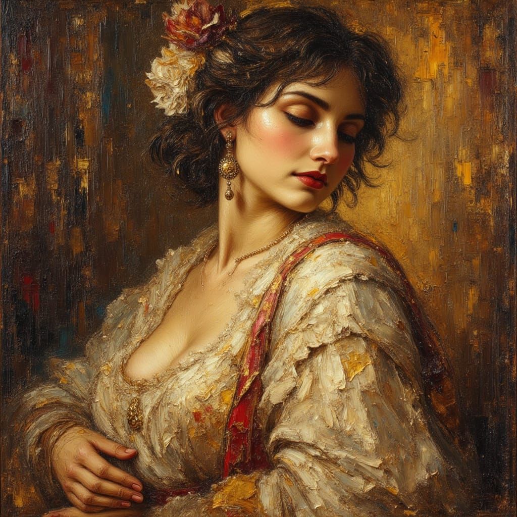 Demure Lady Portrait in Caravaggio Style