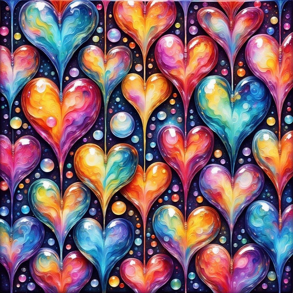 Whimsical Hearts in Vibrant Splashes