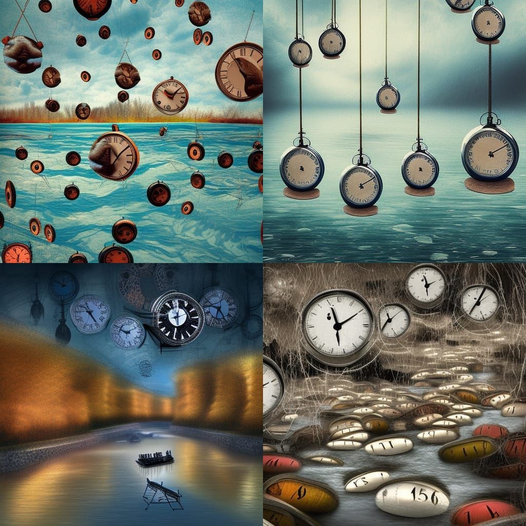 Surreal River of Clocks in Digital Art