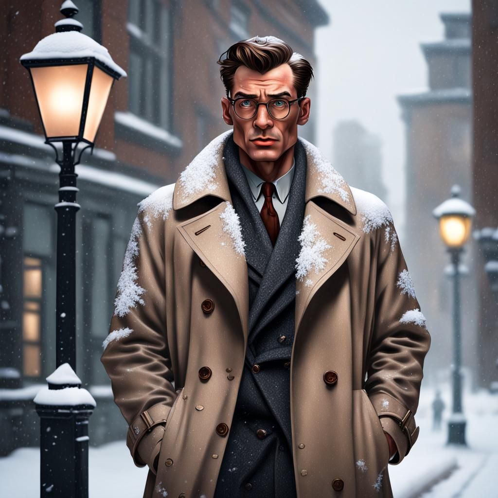 1950s Detective with Roses: Photorealistic Portrait