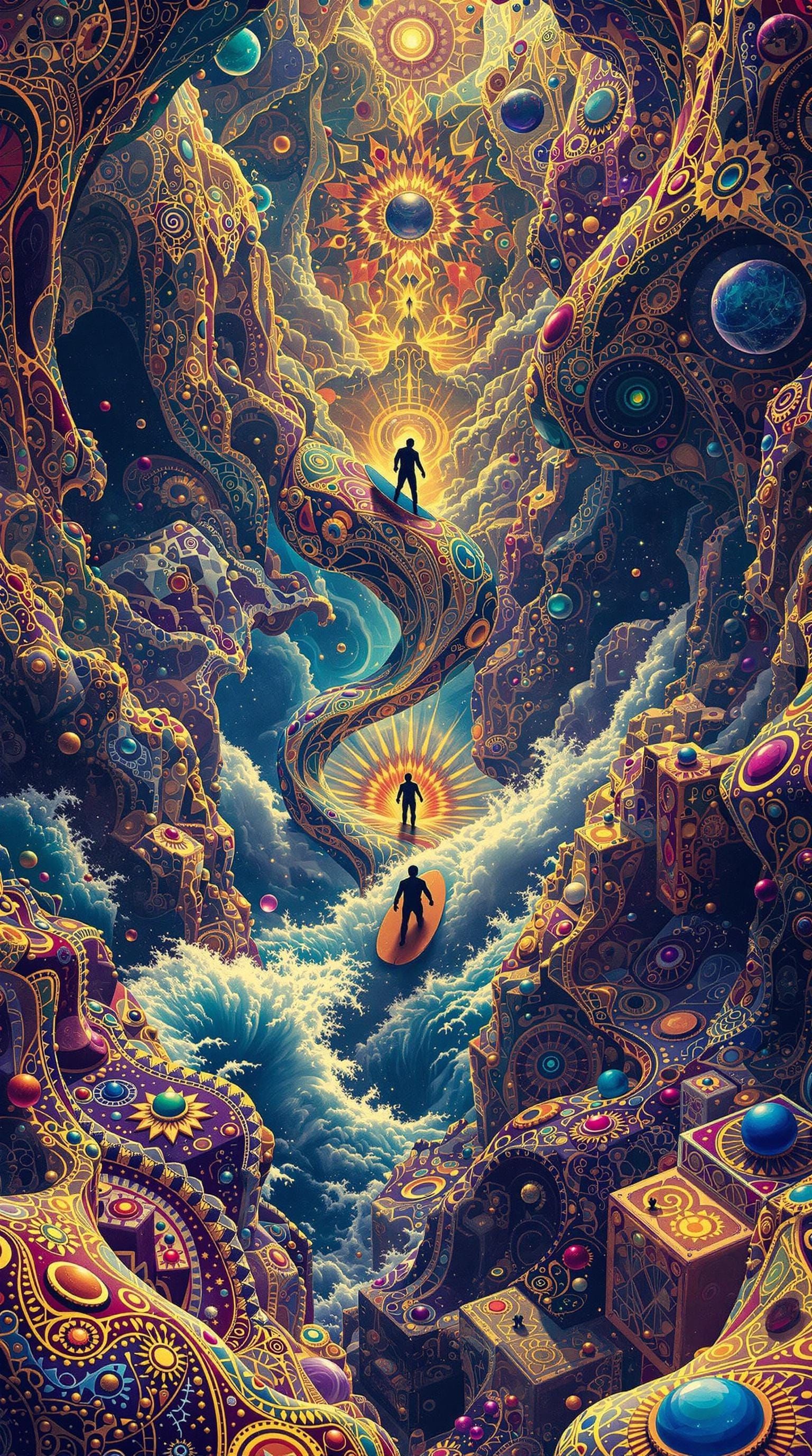 Surreal DMT Entity Surfing Mental Waves