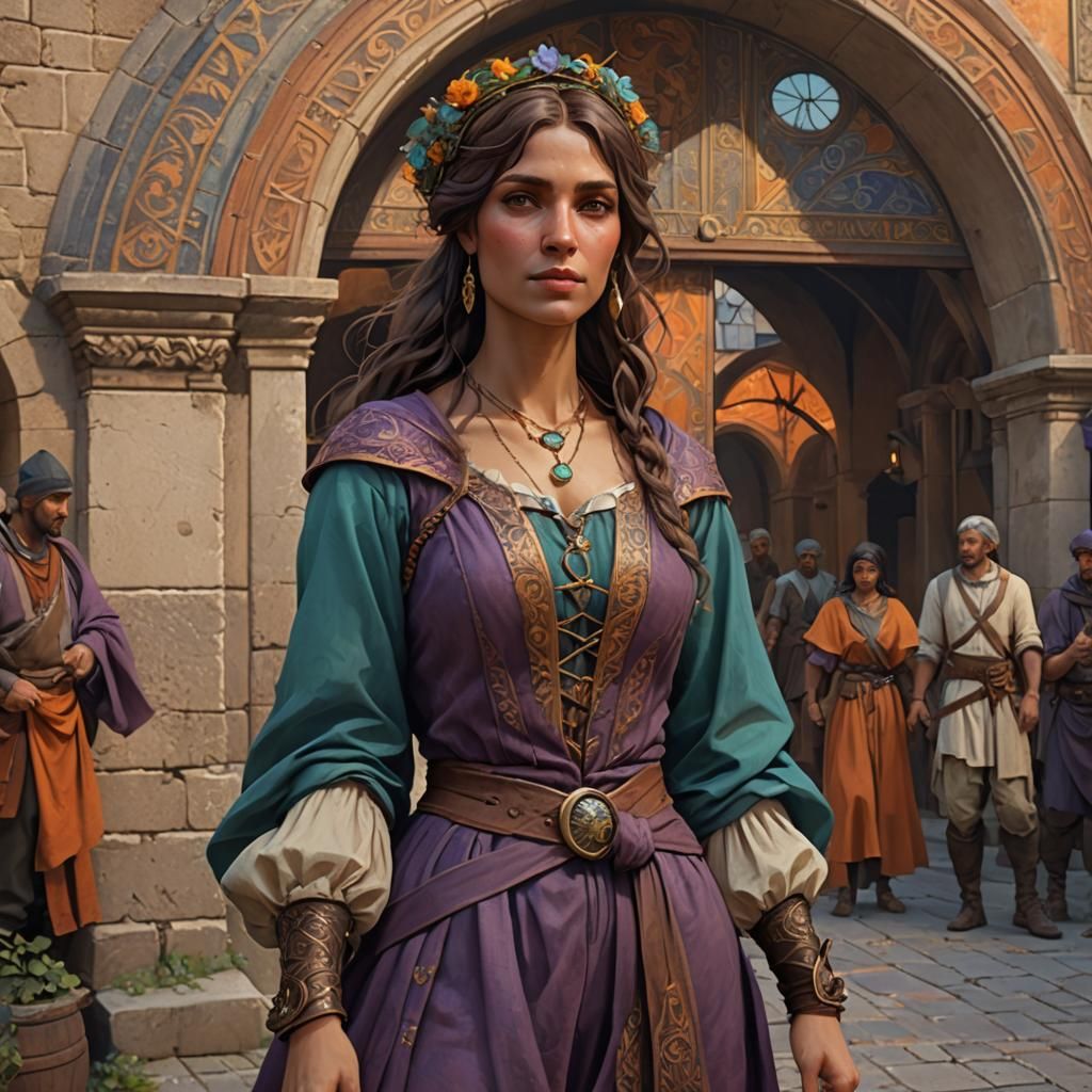 Medieval Italian Peasant Woman in Dark Fantasy