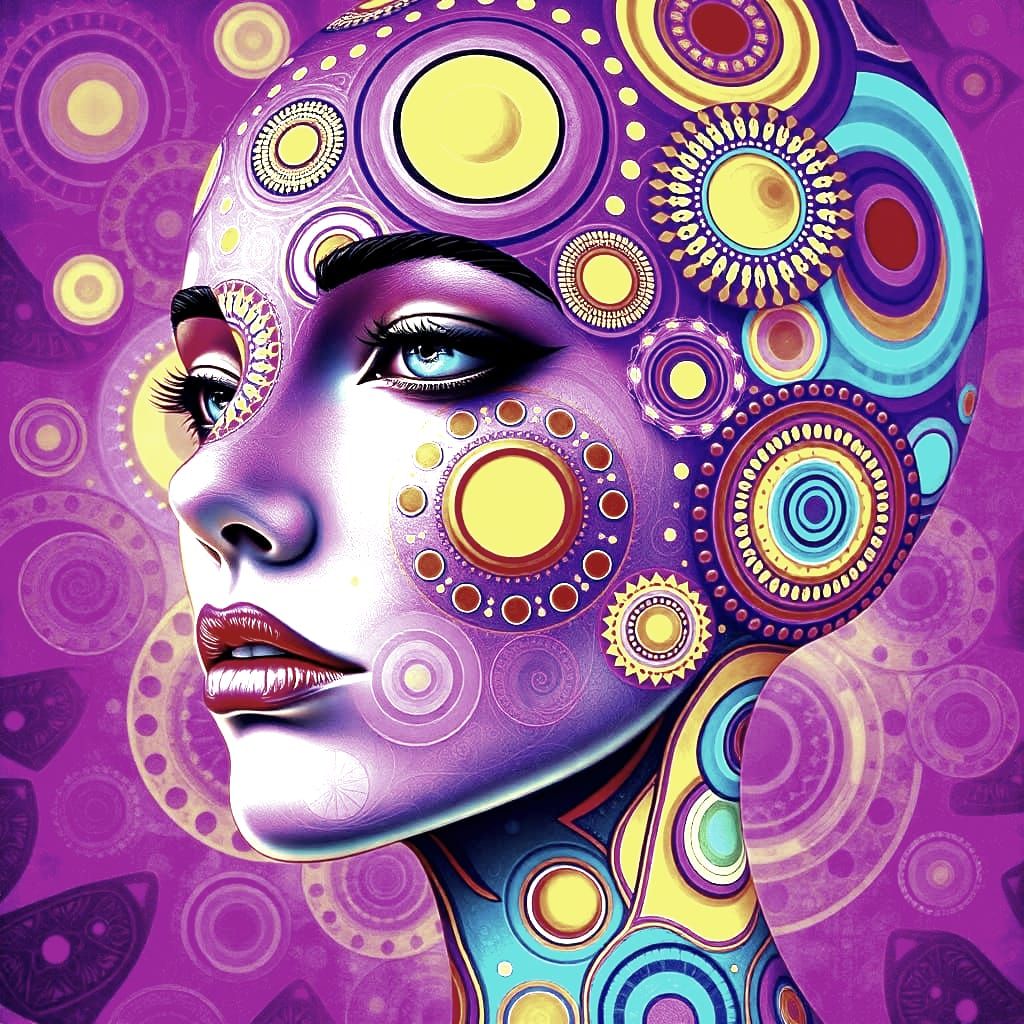 Intricate Colorful Portrait of Woman in Pop Art Style