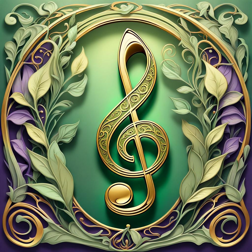 art nouveau, a treble clef