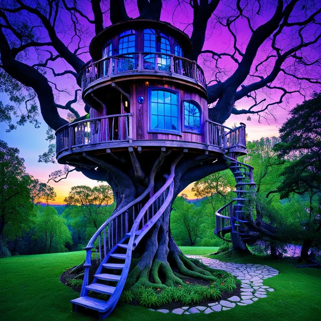 Enchanting Treehouse in a Magical Realm