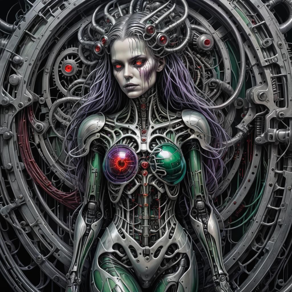 Biomechanical Witch Trapped in Heart Machine, Giger Style