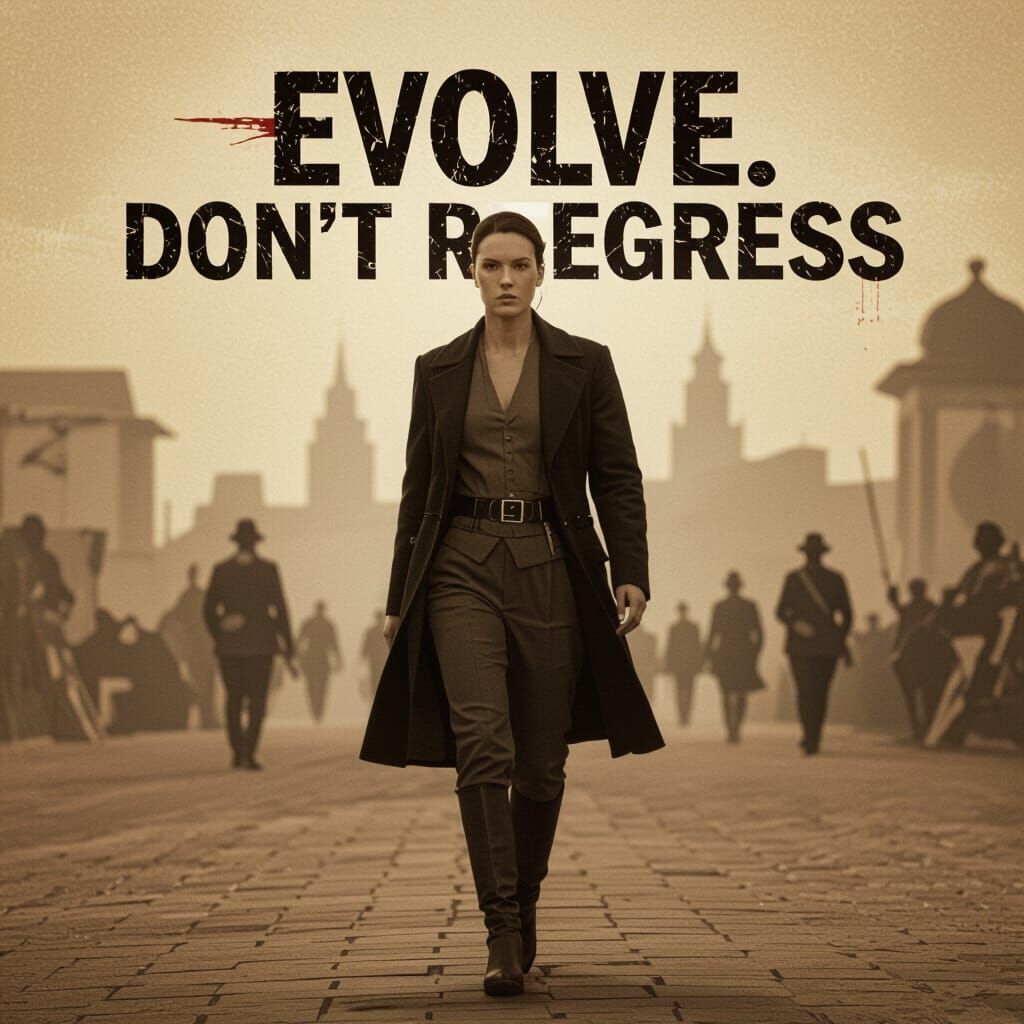 Person Walks Towards Future, Vintage Propaganda Art