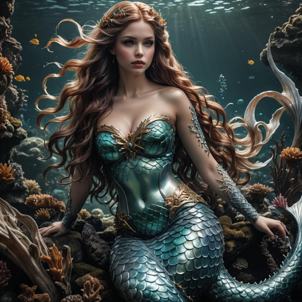 Realistic January Mermaid in Hyperrealistic Style