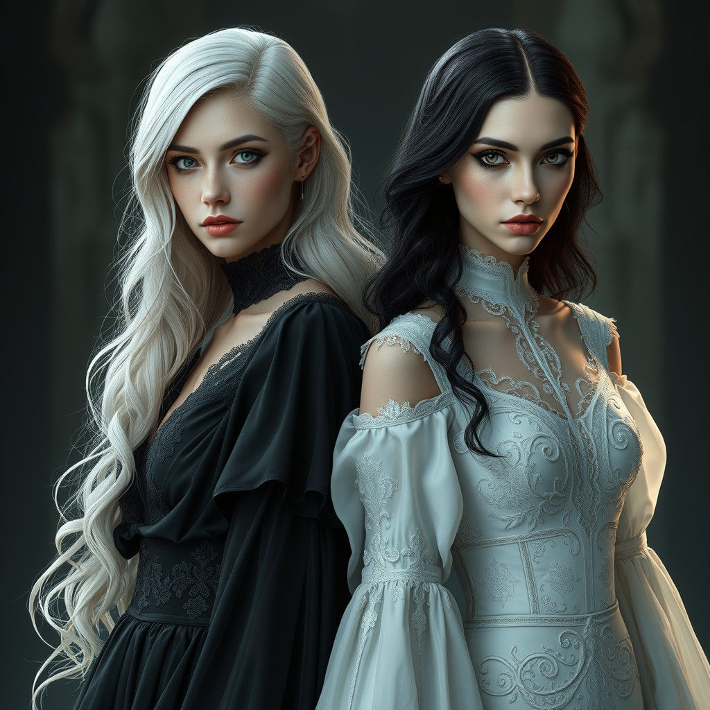 Contrasting Women in Dreamlike Matte Painting