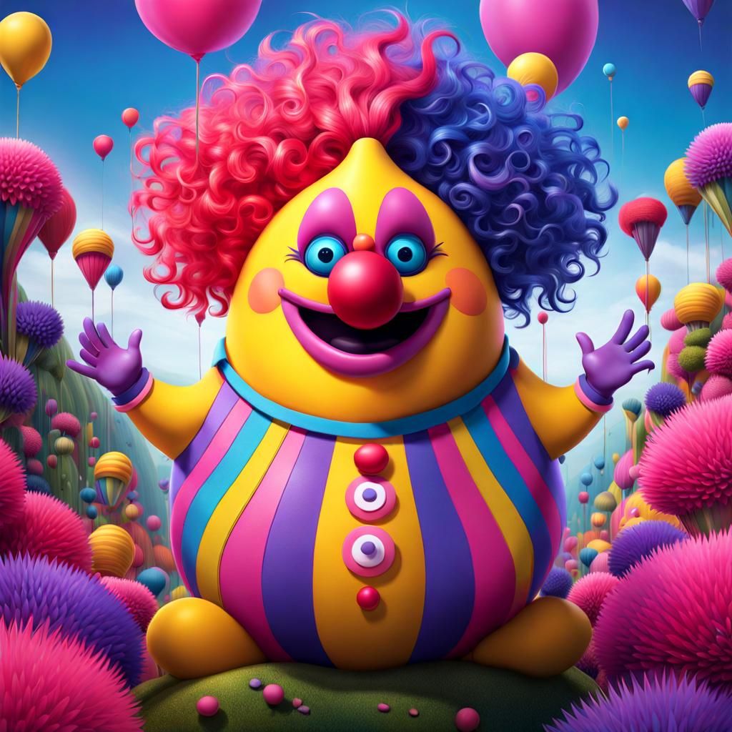 Colorful Abstract Face with Gigantic Nose