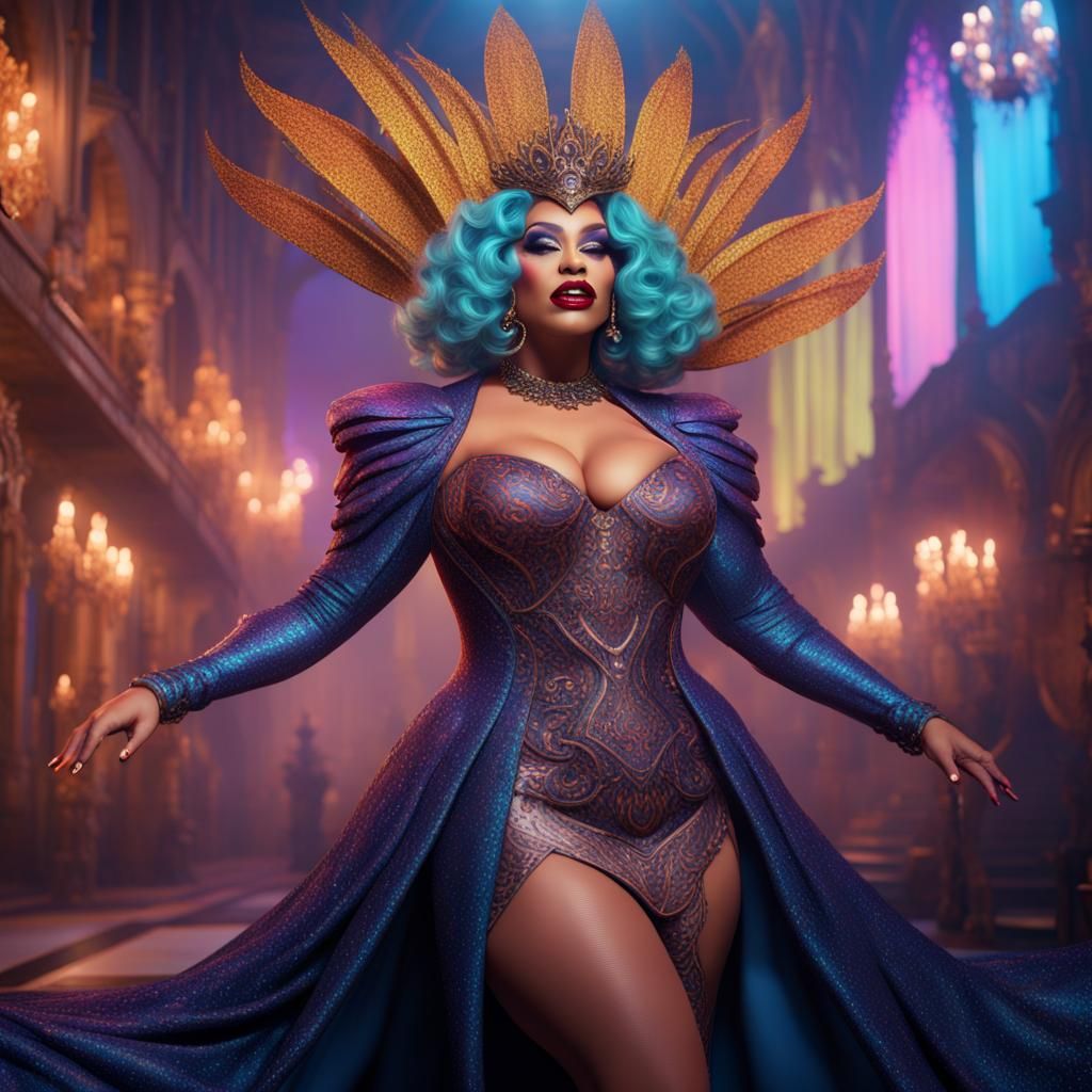 Detailed Matte Painting of a Curvy Drag Queen