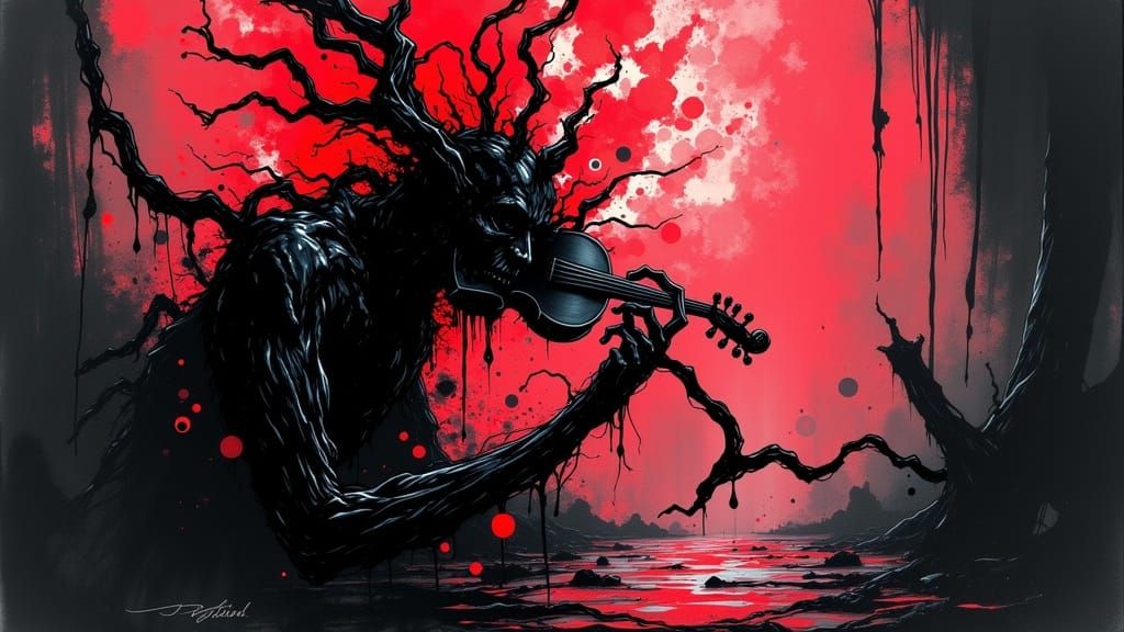 Sinister Violinist in Cosmic Black Magick Style