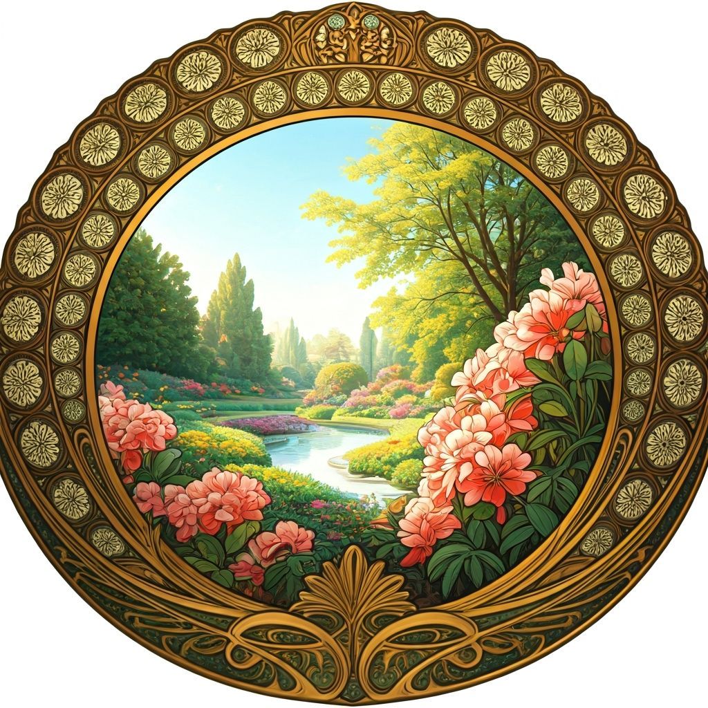 Antique Mirror Reflects a Dreamlike Art Nouveau Garden