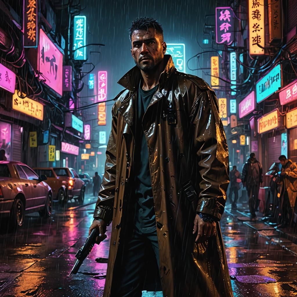 Neon Dreams in a Rain-Soaked City, Cyberpunk Style
