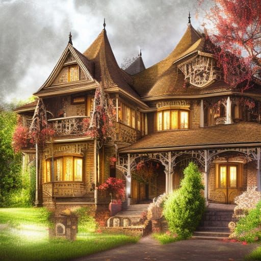 Lace House: Hyperrealistic Splash Art Architecture