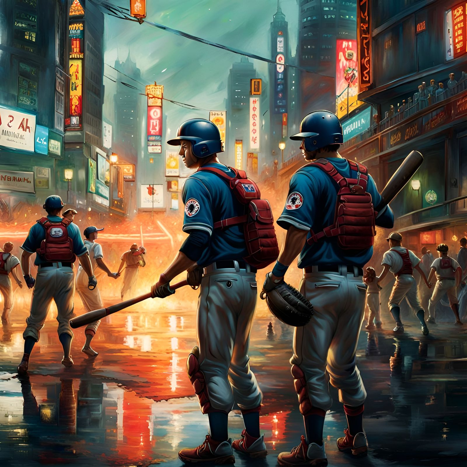 Detailed Baseball Game in Anime Style