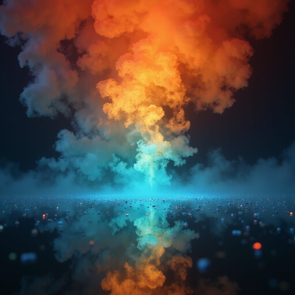 Vibrant Sunset Smoke with Turquoise Depths