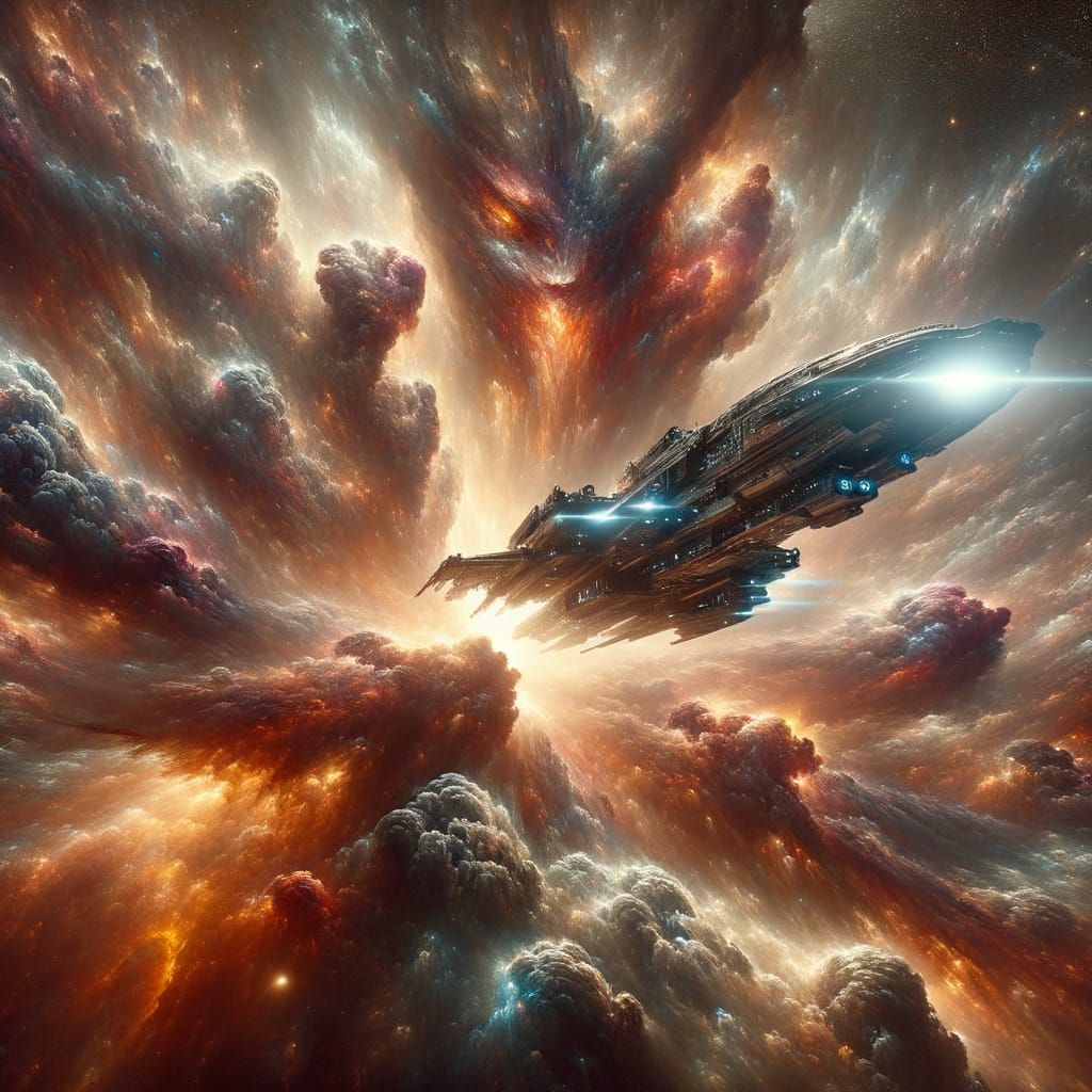 Starship in Supernova Digital Matte Painting