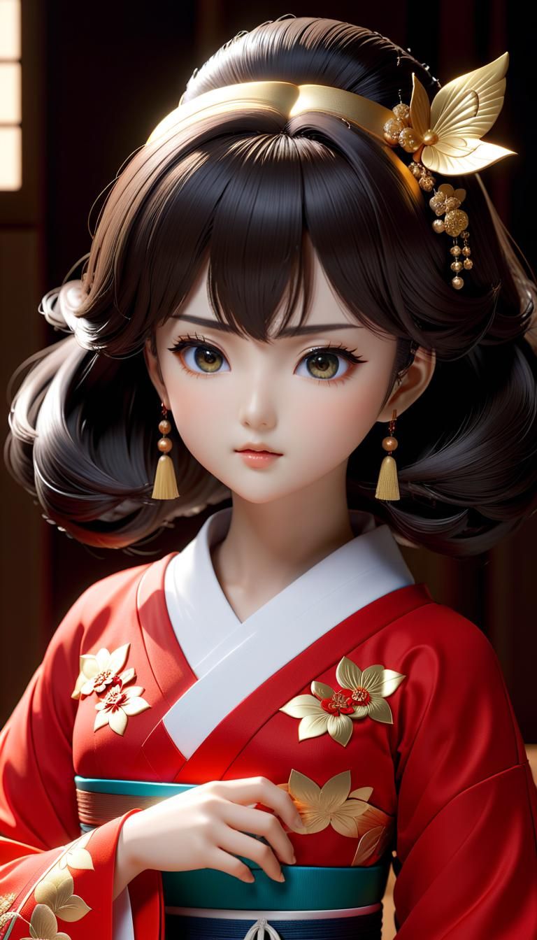Beautiful Gosho-ningyo Doll in Anime Style