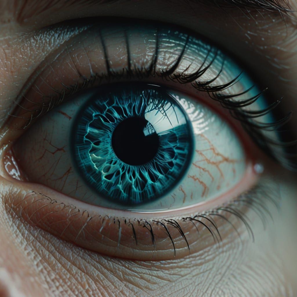 Macro Photo of a Blue Eye in Cinematic Style