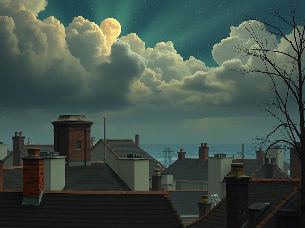 Surreal Rooftop View in Atmospheric Perspective