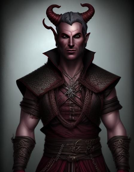 Tiefling Warlock with Glaive and Witcher Armor