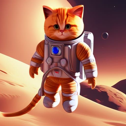 Orange Cat Astronaut: Fantasy Concept Art