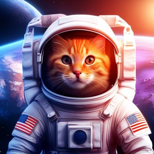 Orange Cat Astronaut Fantasy Concept Art